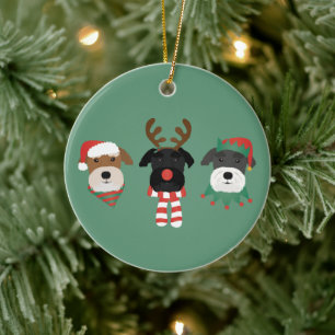 Christmas Schnauzer Dogs Ceramic Tree Decoration