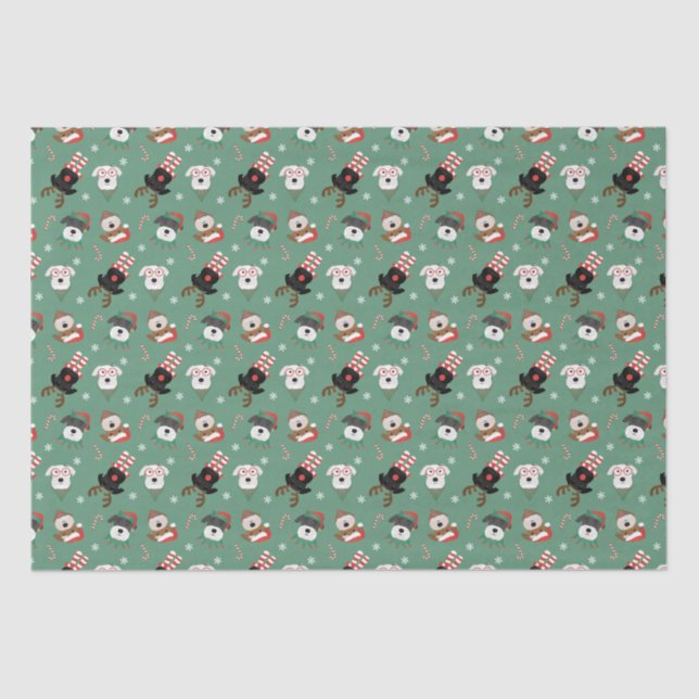 Christmas Schnauzer Dogs Tissue Paper (Front)