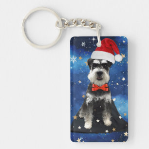 Christmas Schnauzer Key Ring
