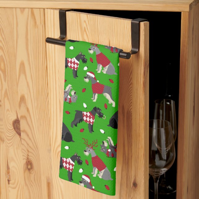 Christmas Schnauzer Kitchen Towel (Thirds Fold)