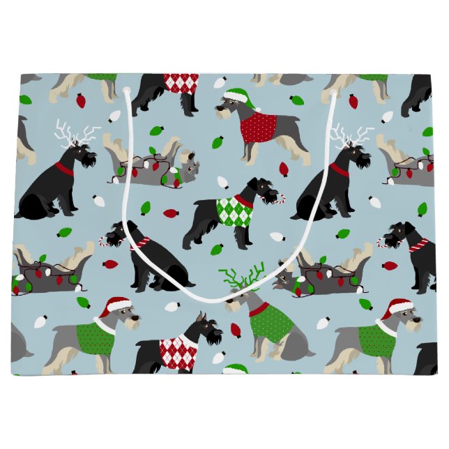 Christmas Schnauzer Large Gift Bag (Front)