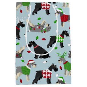 Christmas Schnauzer Medium Gift Bag