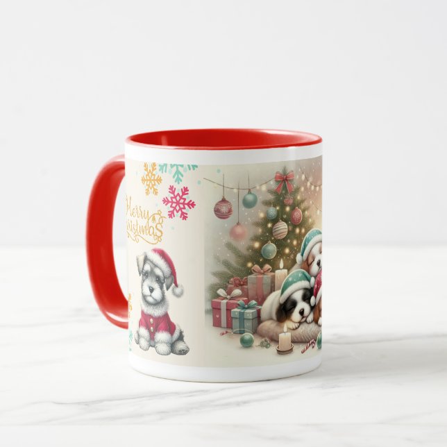 Christmas Schnauzer Mug (Front Left)