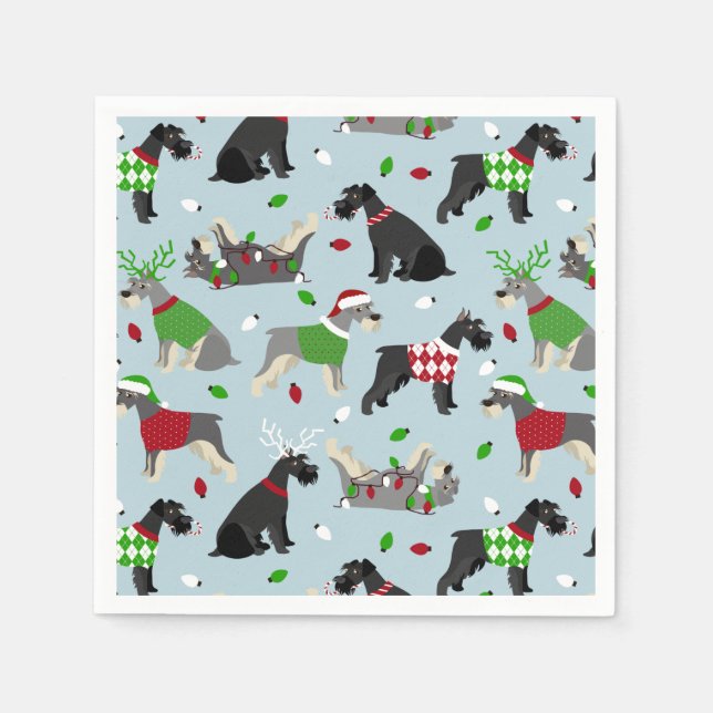 Christmas Schnauzer Napkin (Front)