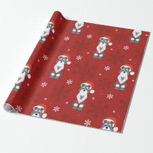 Christmas Schnauzer Pattern Wrapping Paper