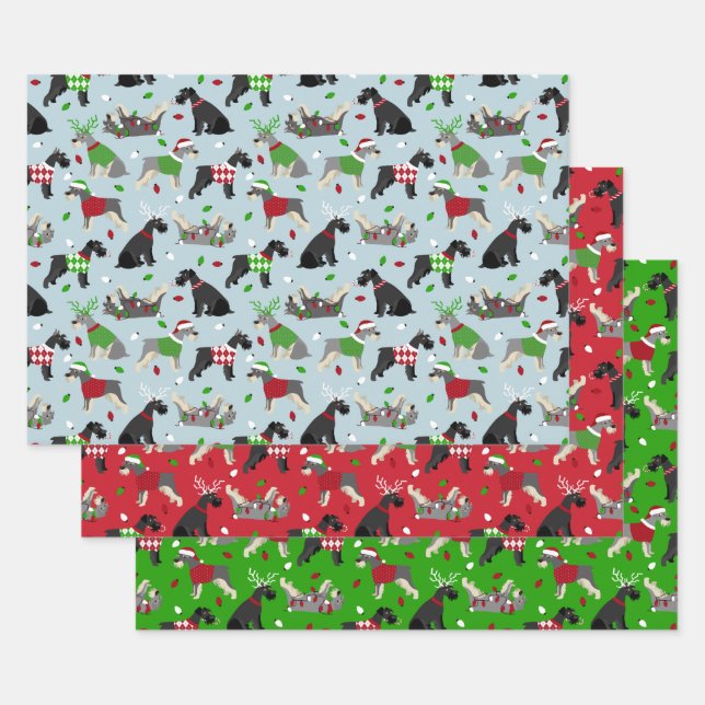 Christmas Schnauzer Wrapping Paper Sheets (Set)