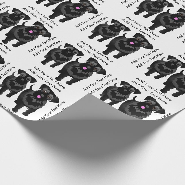 Christmas Schnauzers Custom Text Wrapping Paper (Corner)