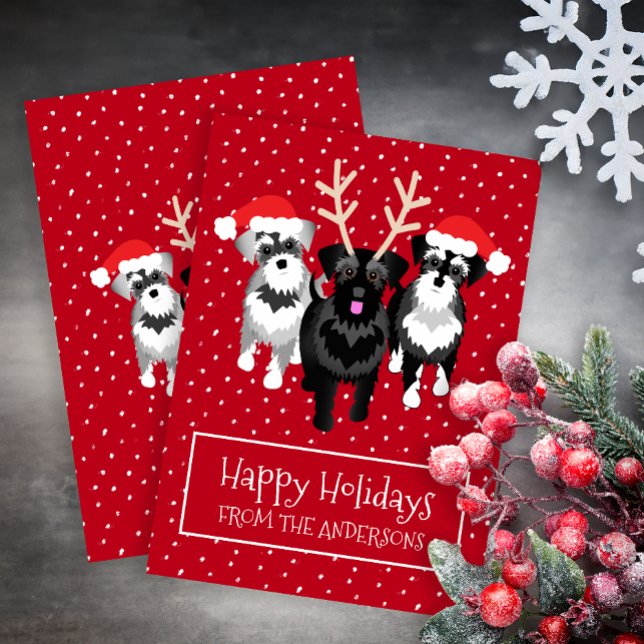 Christmas Schnauzers Flat Holiday Card (Creator Uploaded)