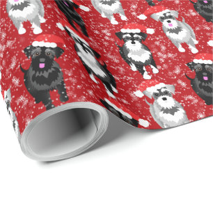 Christmas Schnauzers in the Snow Custom Colour Wrapping Paper