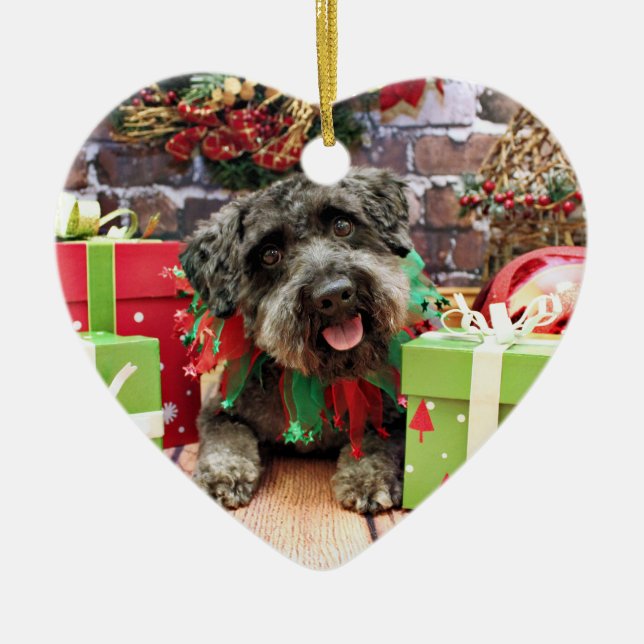 Christmas - Schnoodle - Dexter Ceramic Tree Decoration (Front)