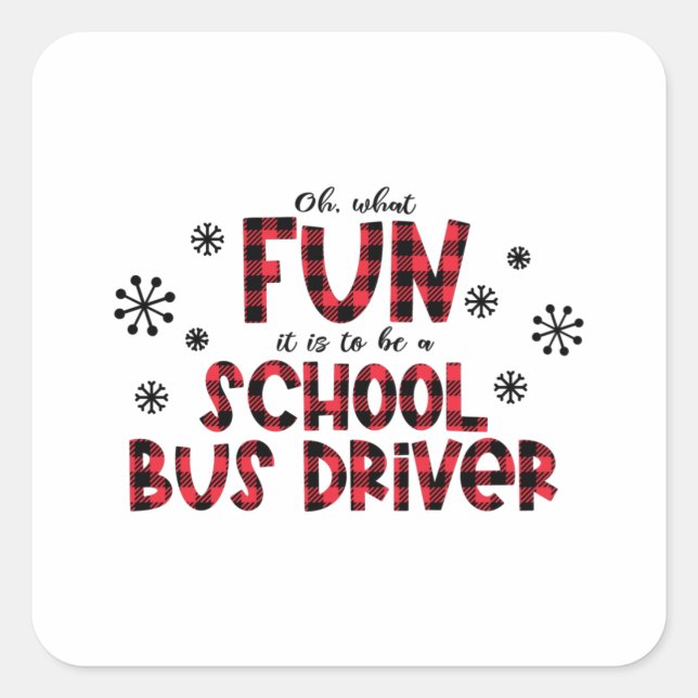 Christmas school bus driver, schoolbus square sticker (Front)
