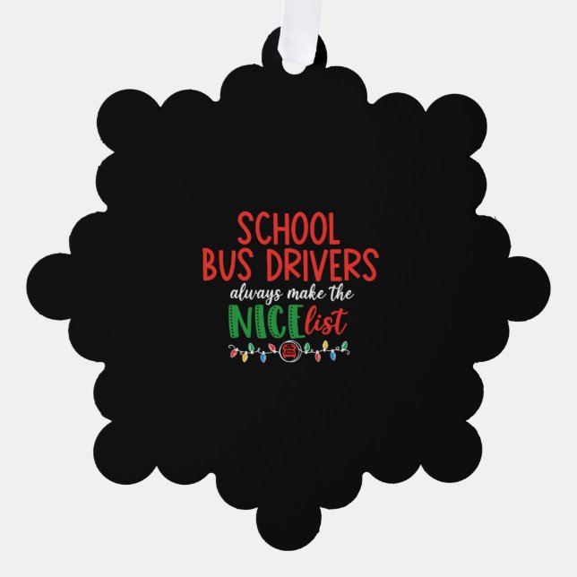Christmas school bus driver, schoolbus tree decoration card (Front)