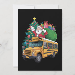 Christmas School Bus Santa Xmas Tree Holiday Invitation