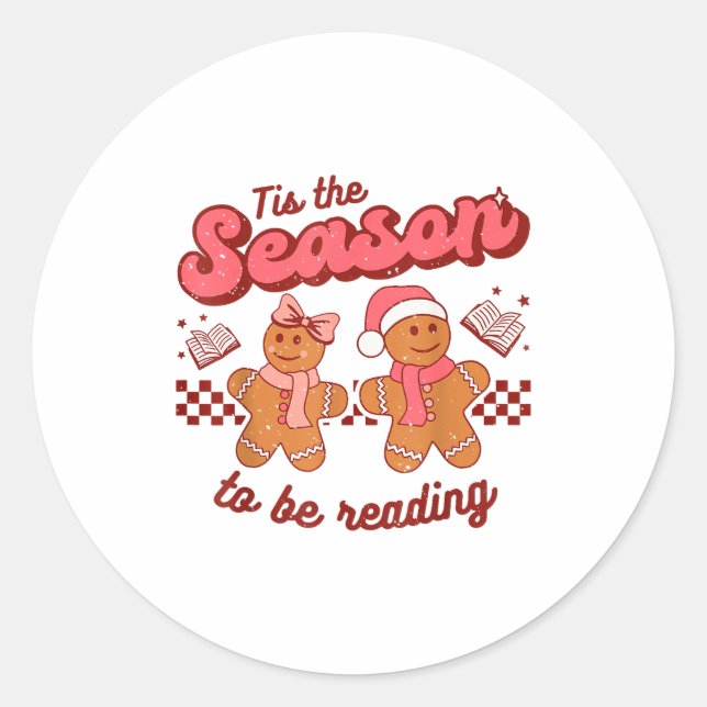 Christmas School Teacher Retro Librarian Groovy Xm Classic Round Sticker (Front)