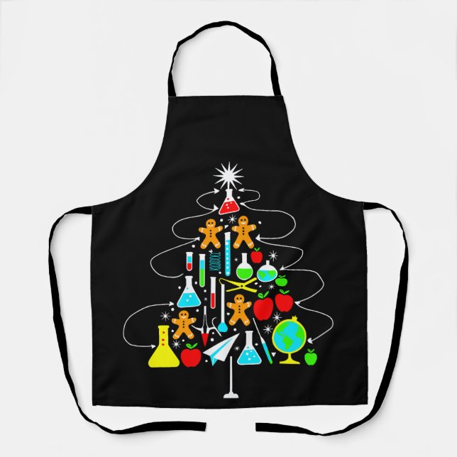 Christmas Science Teacher Tree Chemistry School Apron (Front)