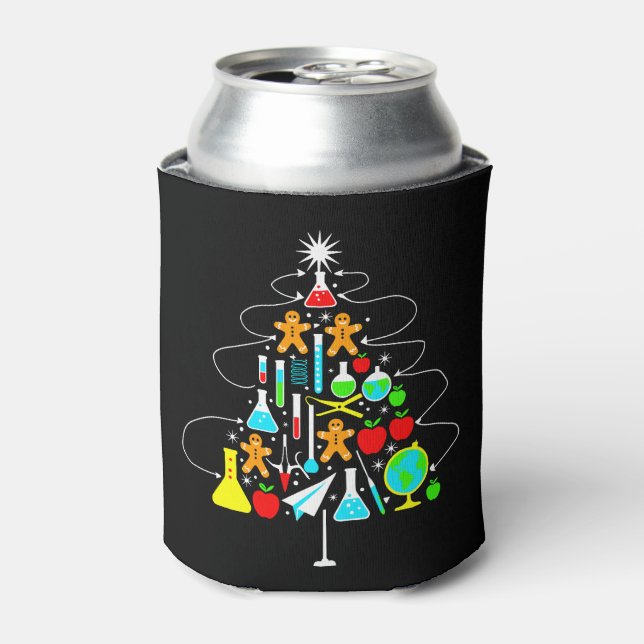 Christmas Science Teacher Tree Chemistry School Can Cooler (Can Front)