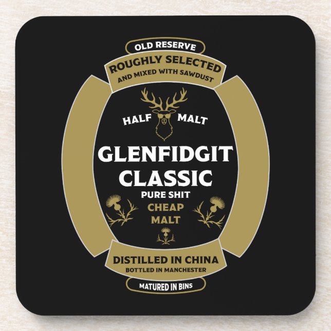 Christmas Scotch Whiskey Label Coaster (Front)