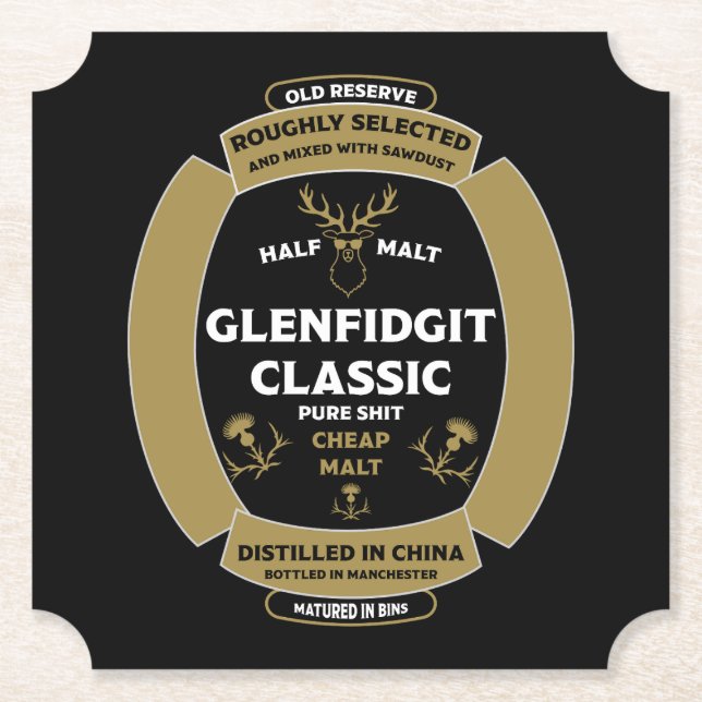 Christmas Scotch Whiskey Label Paper Coaster (Front)