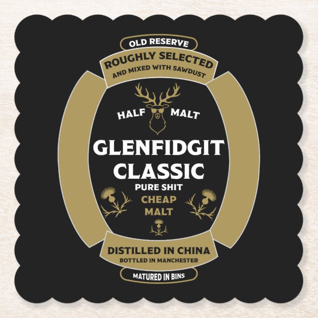 Christmas Scotch Whiskey Label Paper Coaster (Front)