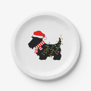 Christmas Scottie Dog With Lights  Paper Plate