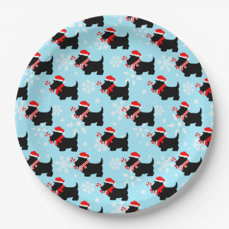 Christmas Scottie Dogs Pattern Paper Plate