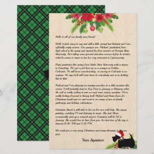 Christmas Scottie Plaid Family Newsletter Custom S Stationery