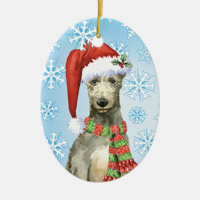 Christmas Scottish Deerhound Ceramic Tree Decoration (Front)