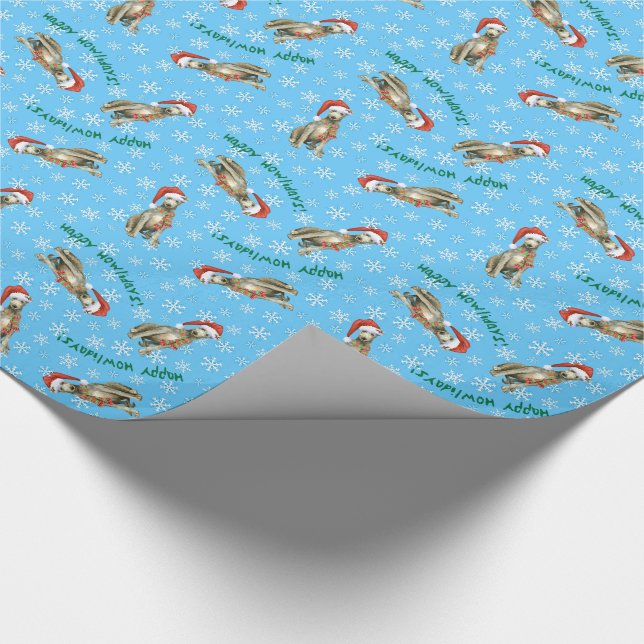 Christmas Scottish Deerhound Wrapping Paper (Corner)