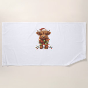 Christmas Scottish Highland Cow Classic T-Shirt Beach Towel