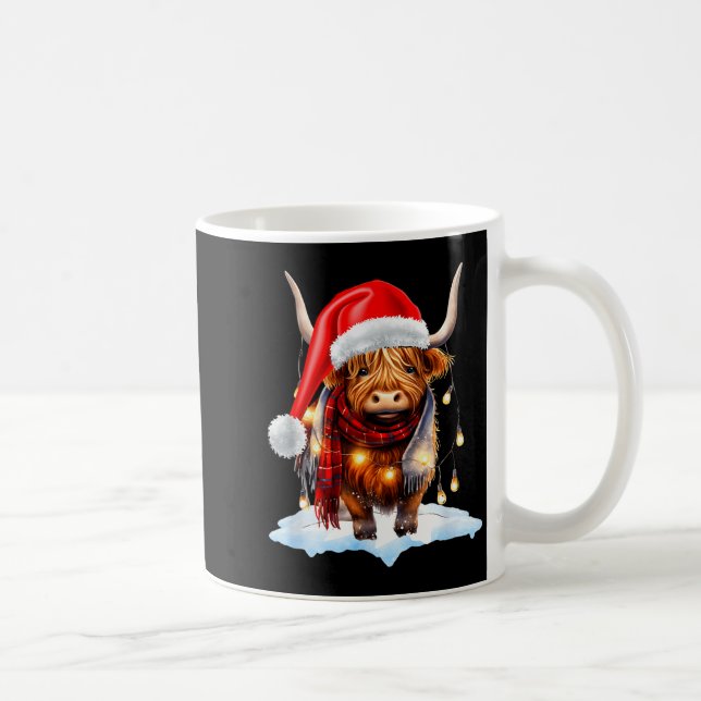 Christmas Scottish Highland Cow Wrapped In Christm Coffee Mug (Right)