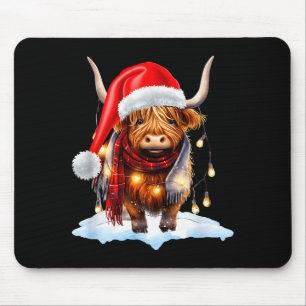Christmas Scottish Highland Cow Wrapped In Christm Mouse Pad