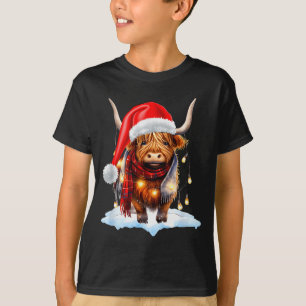 Christmas Scottish Highland Cow Wrapped In Christm T-Shirt