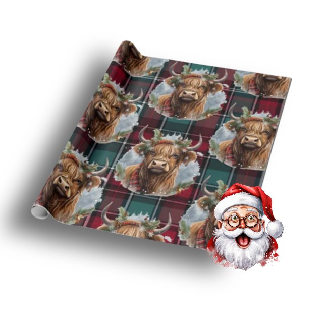 Christmas Scottish Tartan denim blue Highlander  Wrapping Paper (Christmas cheer )