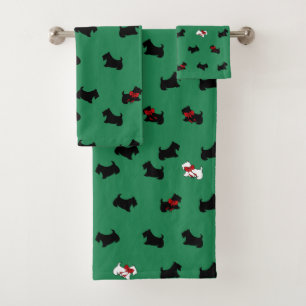 Christmas Scottish Terrier Bathroom Towel Set 