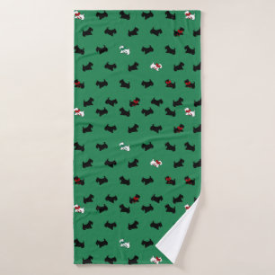 Christmas Scottish Terrier Large Bath Towel