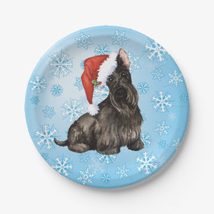 Christmas Scottish Terrier Paper Plate