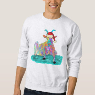 Christmas Screaming Goat Funny Colourful Animal Sweatshirt