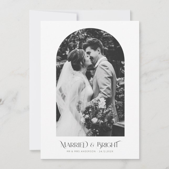 christmas script arch holiday wedding announcement (Front)