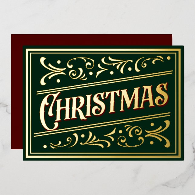 Christmas Script Ornament Green Red (Front/Back)