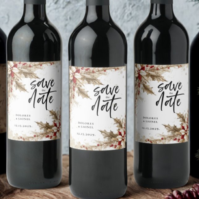 Christmas Script Save the date Wine Label (Creator Uploaded)