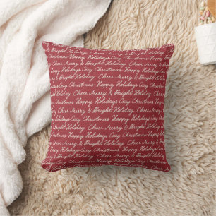 Christmas Script Throw Pillow