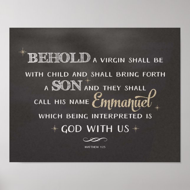 Christmas Scripture - Behold Emmanuel Poster (Front)