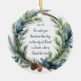 Christmas Scripture Luke 2:11 Cardinal Bird Ceramic Tree Decoration