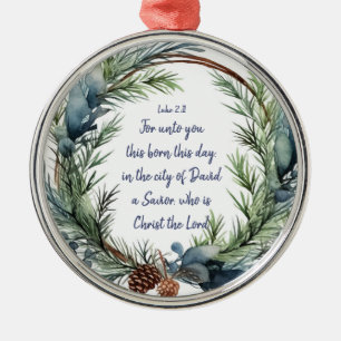 Christmas Scripture Luke 2:11 Cardinal Bird Metal Tree Decoration