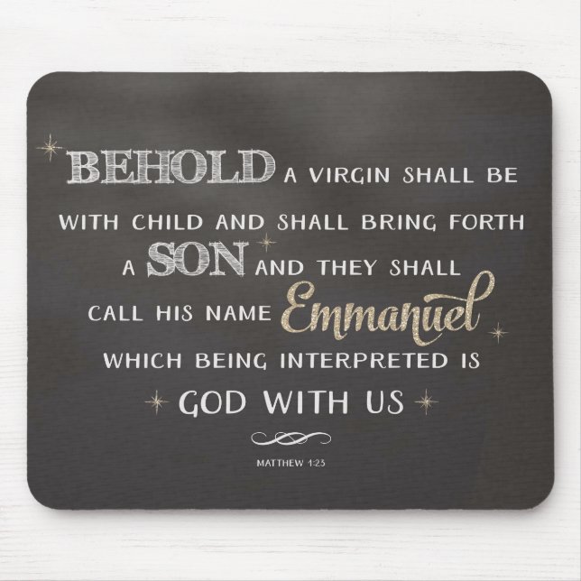 Christmas Scripture Typography - BEHOLD Mouse Pad (Front)