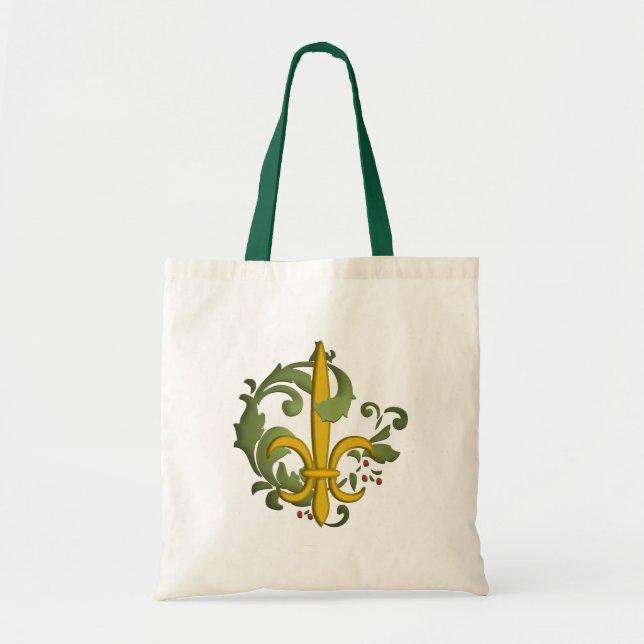Christmas Scroll Fleur de lis Accent Bag (Front)
