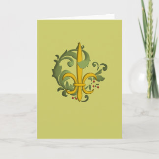 Christmas Scroll Fleur de lis Card