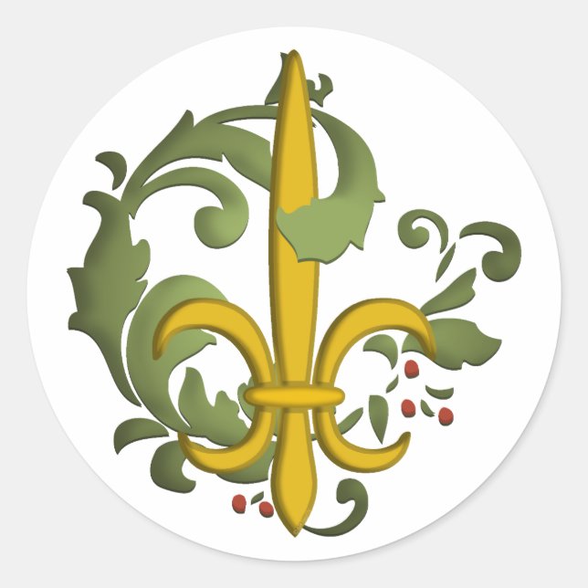 Christmas Scroll Fleur de lis Stickers (Front)