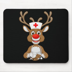 Christmas Scrub Top Reindeer Scrubs Rubber Gloves  Mouse Pad