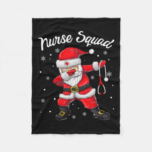Christmas Scrub Tops Women Dabbing Santa Scrubs Nu Fleece Blanket